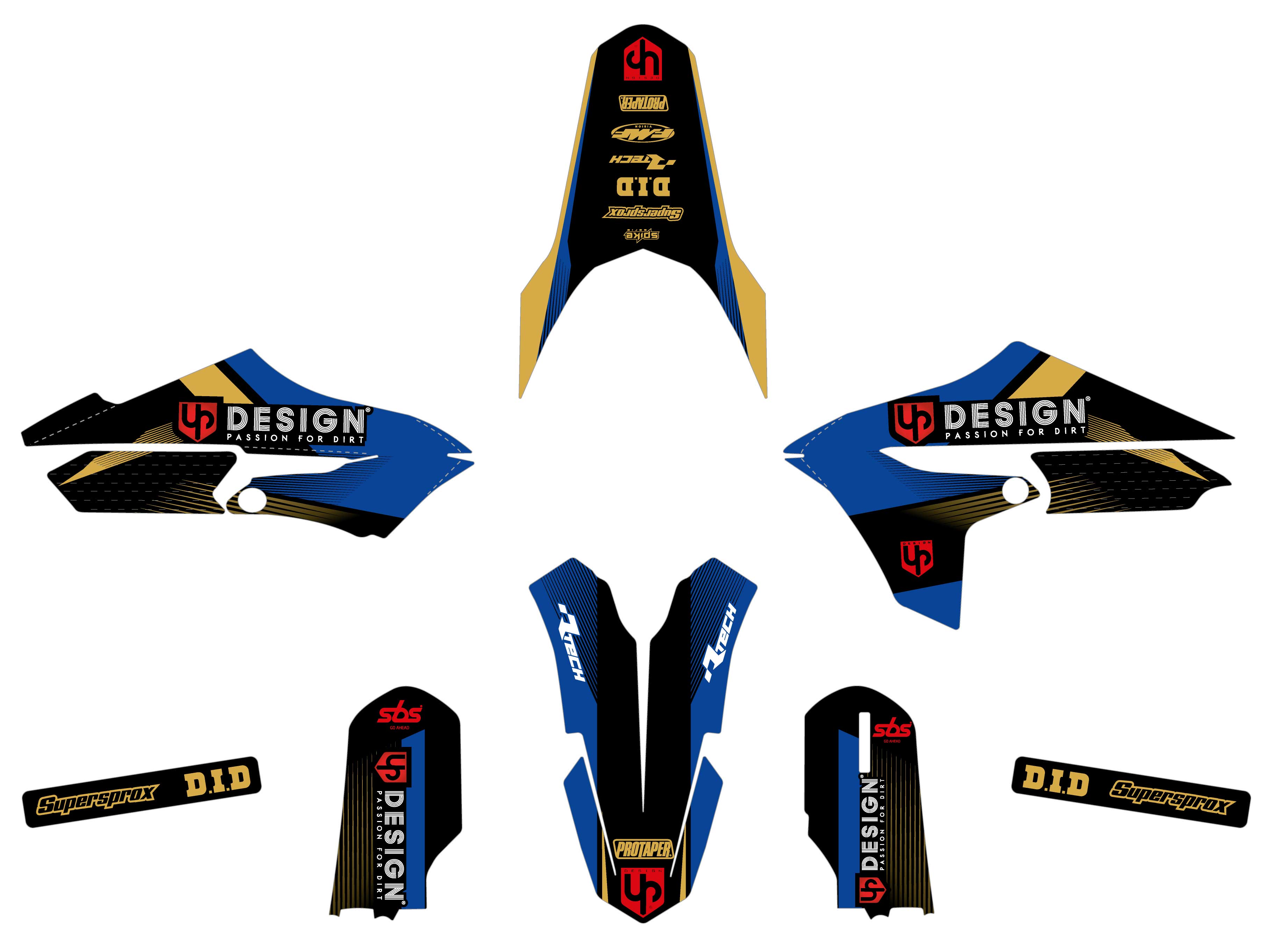 Kit Déco UP SPIKE YAMAHA YZ 65 (2018-2022) Noir-Bleu
